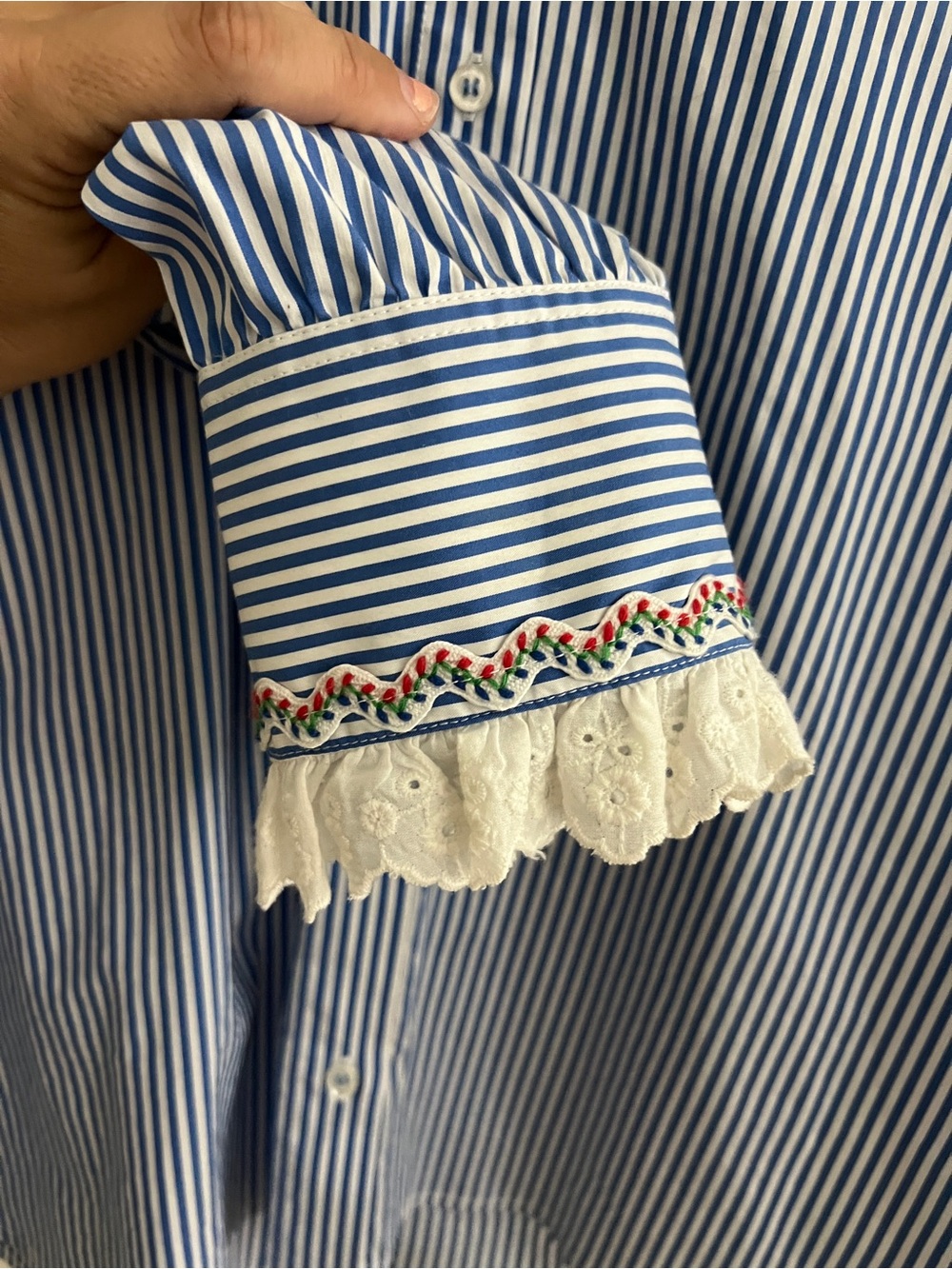 Hunter Bell Miller Top Blue and White Striped Button-Down Shirt Great Condition - Picture 9 of 16